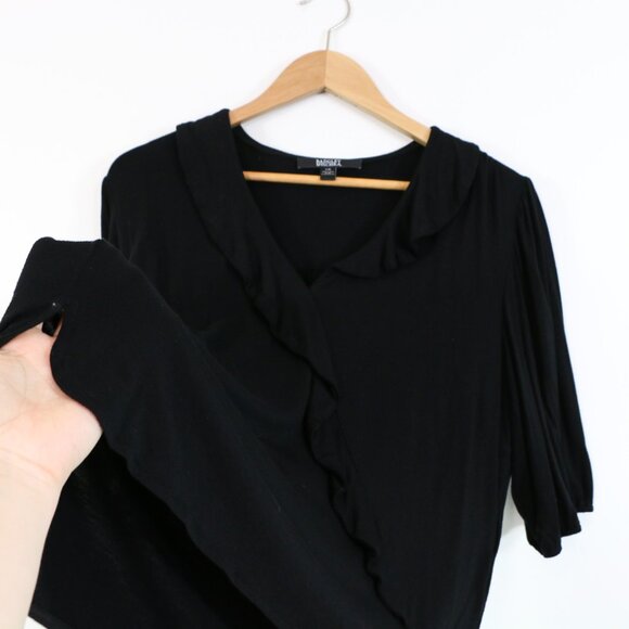 *Badgley Mischka Black Ruffle Blouse - Picture 4 of 6